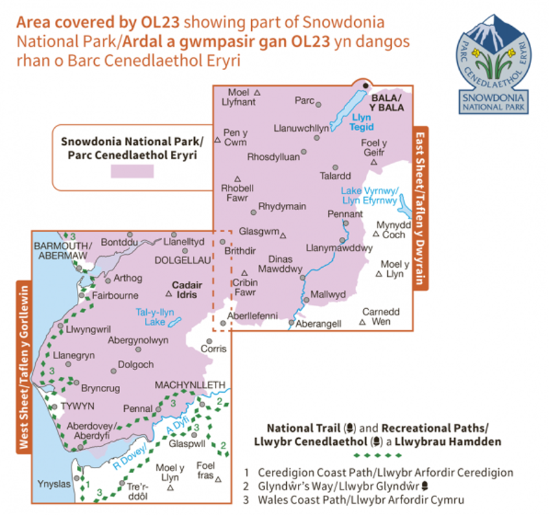 OS Explorer Map 23 - Cadair Idris and Llyn Tegid-2